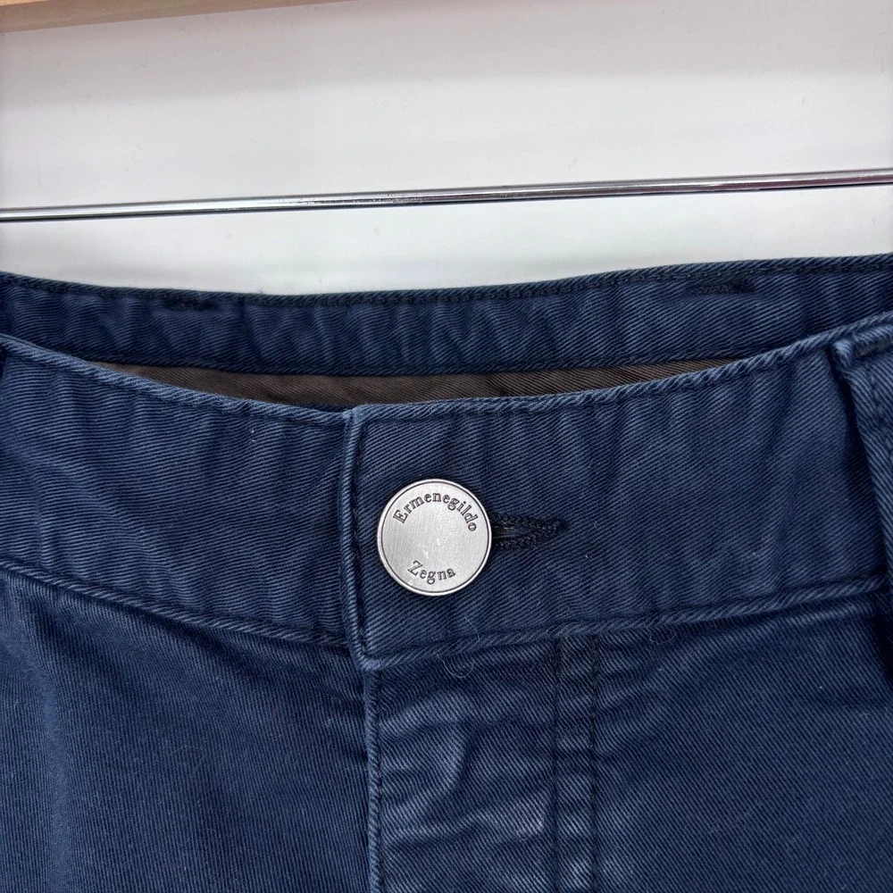 Ermenegildo Zegna Chino Trousers Mens 34x28 (Tag 36) Blue Cotton Stretch Pants